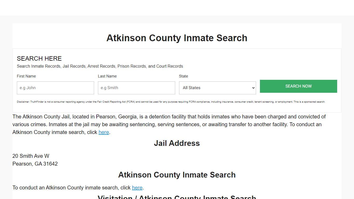 Atkinson County Inmate Search